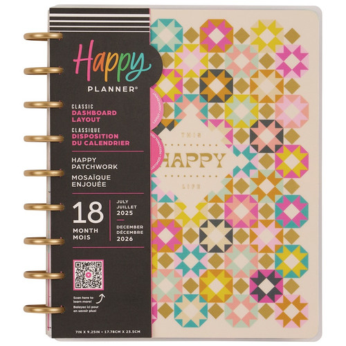 Happy Planner 18-Month Classic Disc Bound Planner-Happy Patchwork; Jul '25 - Dec '26 - 5A002X51-1GY1R - 673807696914