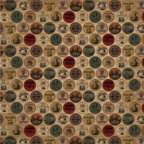 25 Pack - Carta Bella Vintage Market Double-Sided Cardstock 12"X12"-Produce Stickers - 5A0030KC-1H23F