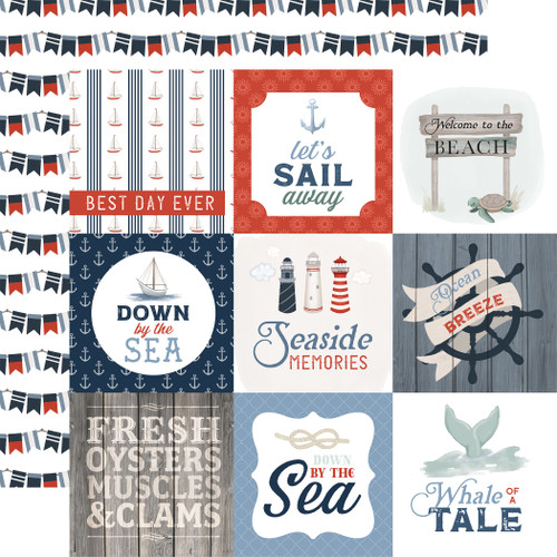25 Pack - Seashore Double-Sided Cardstock 12"X12"-4X4 Journaling Cards - 5A0030C3-1H1X5 - 810179818128