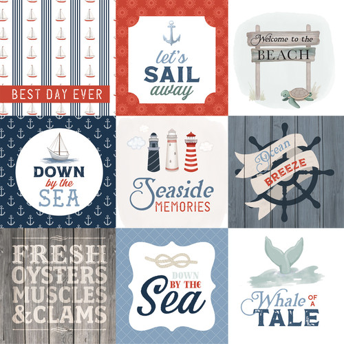 25 Pack - Seashore Double-Sided Cardstock 12"X12"-4X4 Journaling Cards - 5A0030C3-1H1X5