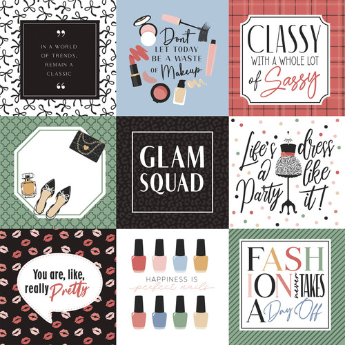 25 Pack - Fashion Double-Sided Cardstock 12"X12"-4X4 Journaling Cards - 5A0030BX-1H1XG