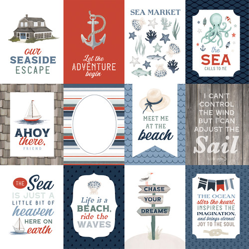 25 Pack - Seashore Double-Sided Cardstock 12"X12"-3X4 Journaling Cards - 5A0030C3-1H1XF