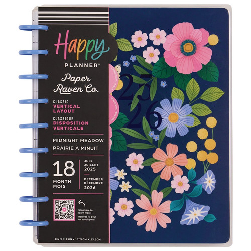 Happy Planner 18-Month Classic Disc Bound Planner-Midnight Meadow; Jul '25 - Dec '26 - 5A002X5X-1GY0K - 673807696969