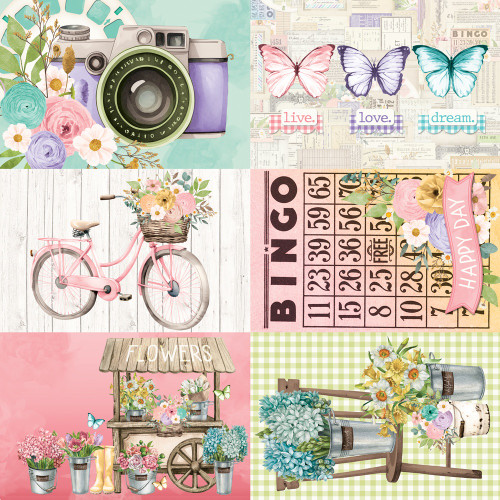 25 Pack - Simple Vintage Flower Shoppe Double-Cardstock 12"X12"-4X6 Elements - 5A002N34-1GPH6