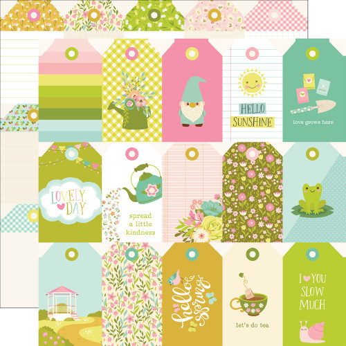 25 Pack - Tea Garden Double-Sided Cardstock 12"X12"-Tag Elements - 5A002N26-1GPHJ - 810150776409