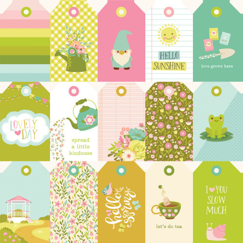 25 Pack - Tea Garden Double-Sided Cardstock 12"X12"-Tag Elements - 5A002N26-1GPHJ