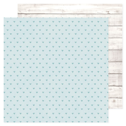 25 Pack - American Crafts Patterned Double-Sided Cardstock 12"X12"-Blue Hearts, Hello Little Boy - ACHLB12-30003 - 765468060750