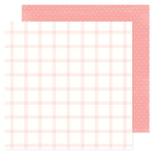 25 Pack - American Crafts Patterned Double-Sided Cardstock 12"X12"-Pink Plaid, Hello Little Girl - ACHLG12-30027 - 765468074184