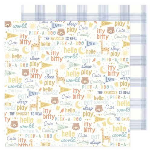 25 Pack - American Crafts Patterned Double-Sided Cardstock 12"X12"-Itty Bitty, Hello Little Boy - ACHLB12-30004 - 765468060767