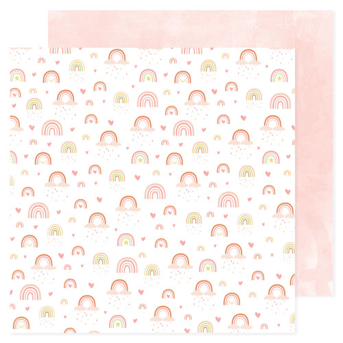 25 Pack - American Crafts Patterned Double-Sided Cardstock 12"X12"-Rainbows, Hello Little Girl - ACHLG12-30031 - 765468074221