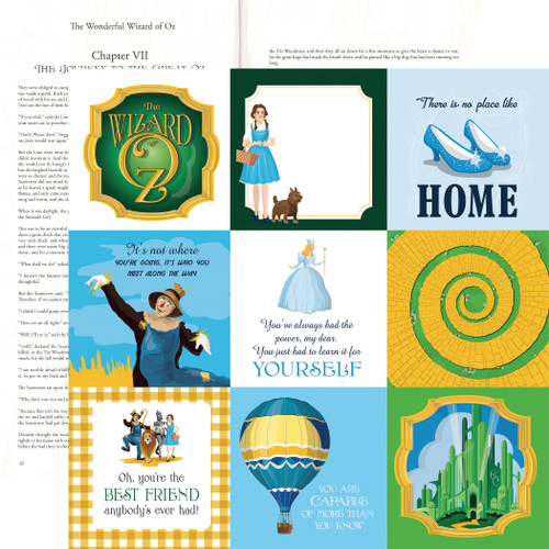 25 Pack - Wizard Of Oz Double-Sided Cardstock 12"X12"-4X4 Journaling Cards - CBWZ12-56006 - 691835339696