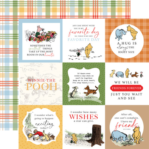 25 Pack - Winnie The Pooh Double-Sided Cardstock 12"X12"-4X4 Journaling Cards - EWTP12-63008 - 691835360393
