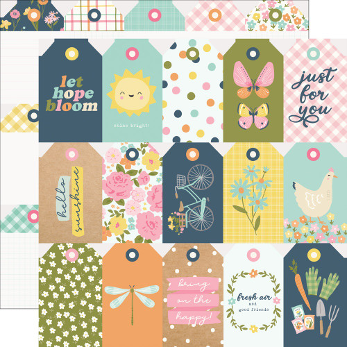 25 Pack - Fresh Air Double-Sided Cardstock 12"X12"-Tag Elements - FRA12-21610 - 810112387889