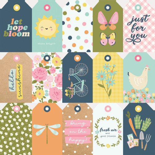 25 Pack - Fresh Air Double-Sided Cardstock 12"X12"-Tag Elements - FRA12-21610