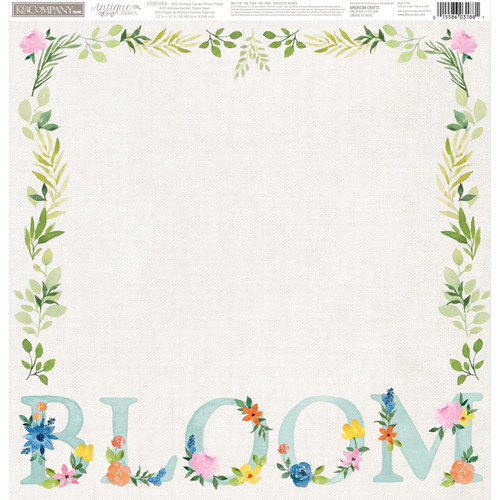 25 Pack - K&Company Antique Garden Double-Sided Paper 12"x12"-Garden Bloom - AGRD12-66