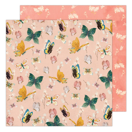 25 Pack - K&Company Antique Garden Double-Sided Paper 12"x12"-Gold Butterfly - AGRD12-68 - 015586033007