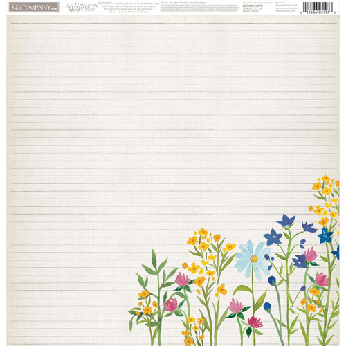 25 Pack - K&Company Antique Garden Double-Sided Paper 12"x12"-Tiny Wildflowers - AGRD12-75
