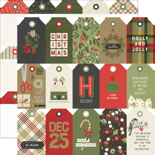 25 Pack - The Holiday Life Double-Sided Cardstock 12"X12"-Tags Elements - THL12-20510 - 810112383669