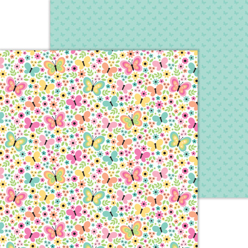 25 Pack - Doodlebug Hello Again Cardstock 12"X12"-Butterfly Garden - DB8201 - 842715082014
