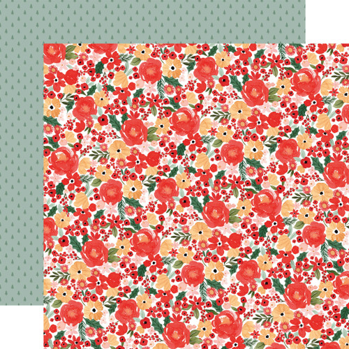 25 Pack - Joyful Christmas Double-Sided Cardstock 12"X12"-Joyful Small Floral - CBJCF12-7 - 691835230313