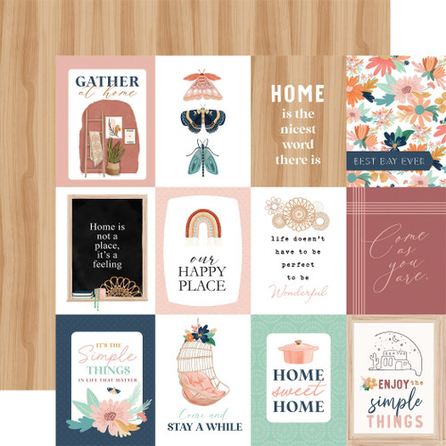 25 Pack - At Home Double-Sided Cardstock 12"X12"-3"x4" Journaling Cards - CBAH12-9003 - 691835243214