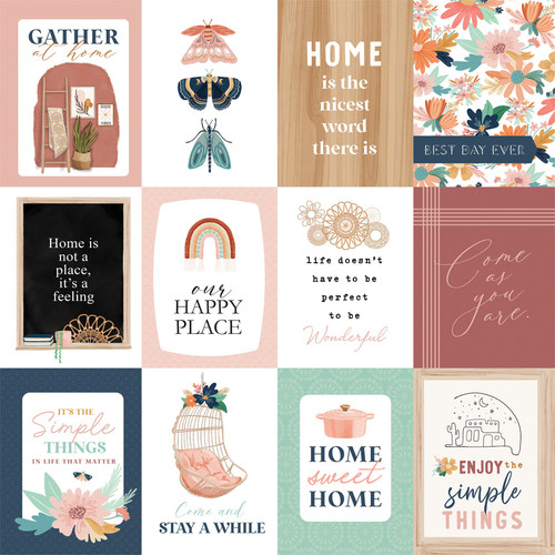 25 Pack - At Home Double-Sided Cardstock 12"X12"-3"x4" Journaling Cards - CBAH12-9003