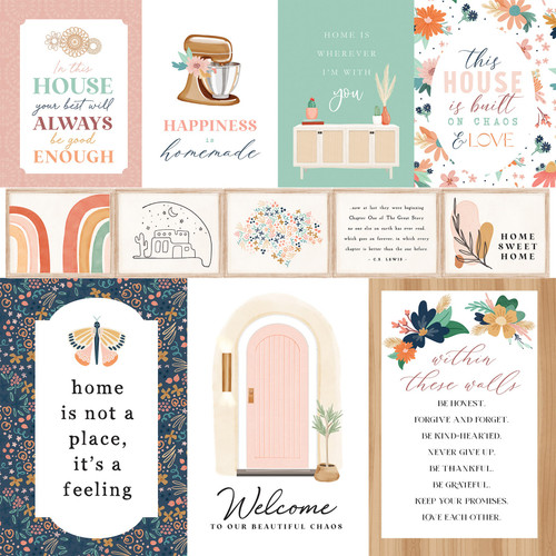 25 Pack - At Home Double-Sided Cardstock 12"X12"-Multi Journaling Cards - CBAH12-9012