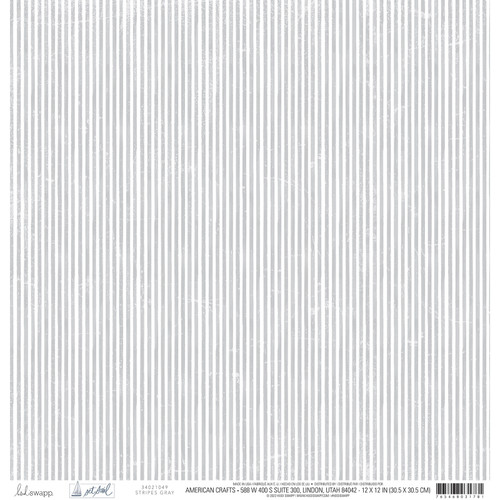 25 Pack - Heidi Swapp Set Sail Double-Sided Cardstock 12"X12"-Gray Stripes - HSSET12-21049 - 765468031781