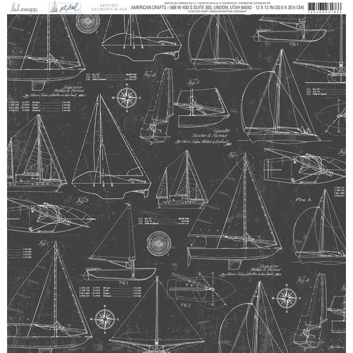 25 Pack - Heidi Swapp Set Sail Double-Sided Cardstock 12"X12"-Sailboats Back - HSSET12-21057 - 765468031866