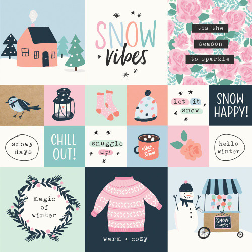 25 Pack - Winter Wonder Double-Sided Cardstock 12"X12"-2X2/4X4 Elements - WNW12-21213