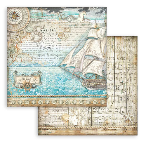 10 Pack - Stamperia Double-Sided Cardstock 12"X12"-Songs Of The Sea Sailing Ship - SBB954 - 5993110030119 10 Pack - Stamperia Double-Sided Cardstock 12"X12"-Songs Of The Sea Sailing Ship - SBB954 - 5993110030119