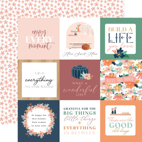 25 Pack - At Home Double-Sided Cardstock 12"X12"-4"x4" Journaling Cards - CBAH12-9009 - 691835243818