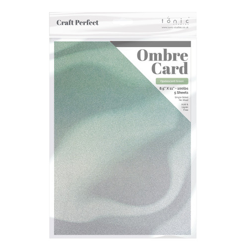 2 Pack - Craft Perfect Ombre Glitter Cardstock 8.5"X11"-Opalescent Green - OMBREGLT-8920E - 841079189209