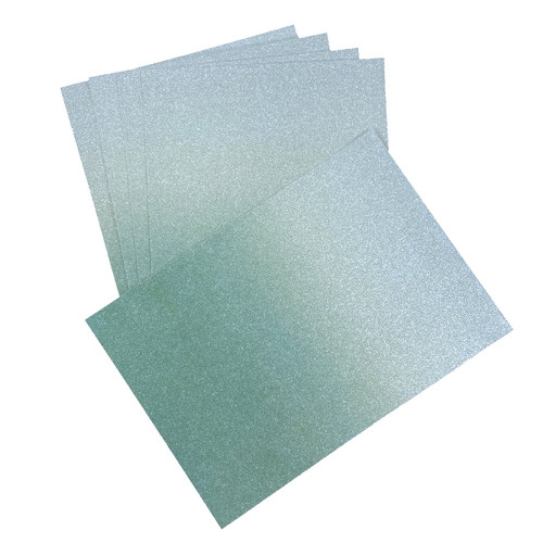 Craft Perfect Ombre Glitter Cardstock 8.5"X11"-Opalescent Green - OMBREGLT-8920E