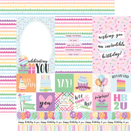 25 Pack - Make A Wish Birthday Girl Double-Sided Cardstock 12"X12"-Mutli Journaling Cards - MWG12-49006 - 691835270715