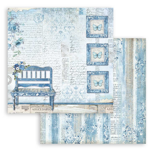 10 Pack - Stamperia Double-Sided Cardstock 12"X12"-Blue Land Bench - SBB938 - 5993110028499