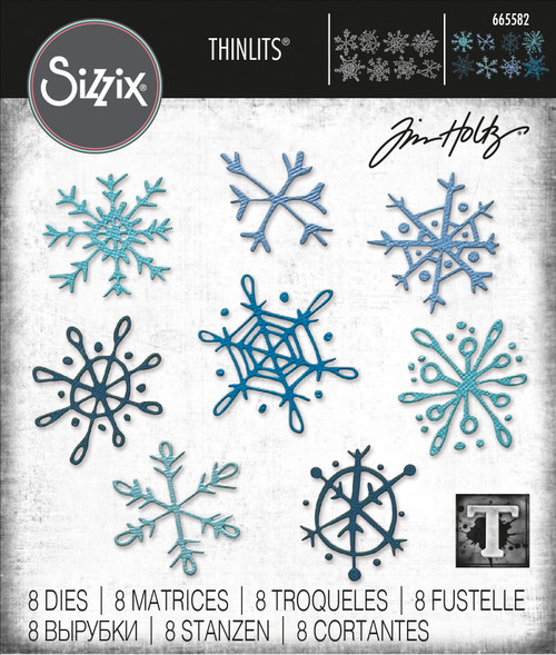 Sizzix Thinlits Dies By Tim Holtz 8/Pkg-Scribbly Snowflakes - 665582
