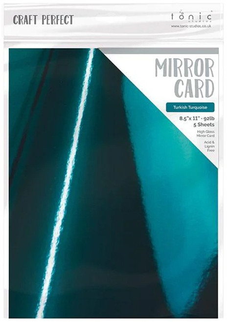 Craft Perfect Mirror Cardstock 8.5"X11" 5/Pkg-High Gloss Turkish Turquoise - MIRRORG-8731E - 841079187311