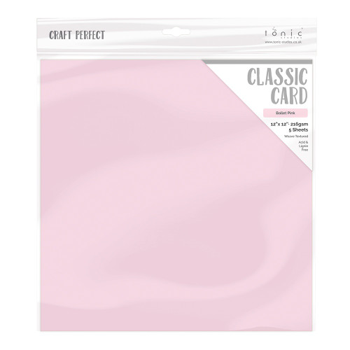 Craft Perfect Weave Texture 80lb Cardstock 12"X12" 5/Pkg-Ballet Pink - CARD 12-9210 - 5060517142100