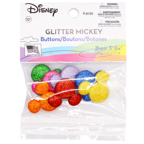 3 Pack - Dress It Up Licensed Embellishments-Disney Glitter Mickey - DIULBTN-9007 - 787117573077