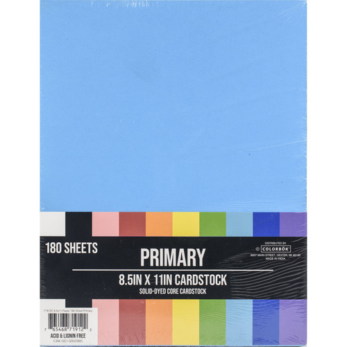 Colorbok Paper 8.5"X11" 180/Pkg-Primary - 71912 - 765468719122