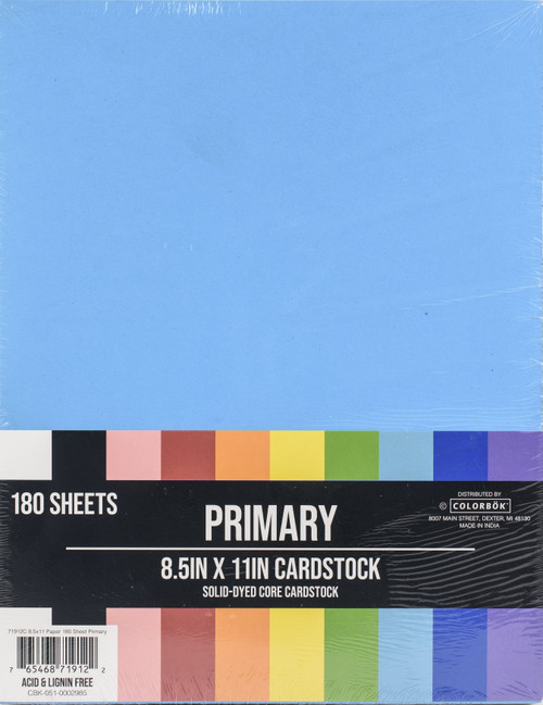 Colorbok Paper 8.5"X11" 180/Pkg-Primary - 71912 - 765468719122