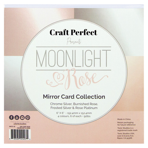 2 Pack - Craft Perfect Mirror Cardstock 6"X6" 24/Pkg-Moonlight Rose - MIRROR6-9407E - 5060517144074
