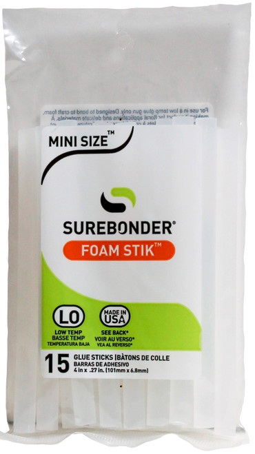 5 Pack - Surebonder Low-Temp Foam Stik Mini Glue Sticks 15/Pkg-.27"X4" - FM-15 - 018239353729 5 Pack - Surebonder Low-Temp Foam Stik Mini Glue Sticks 15/Pkg-.27"X4" - FM-15 - 018239353729