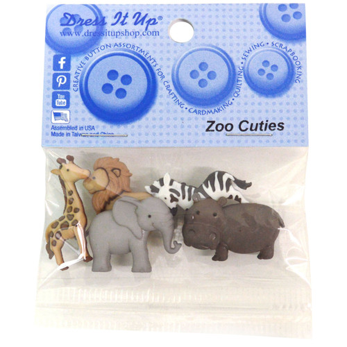 Dress It Up Embellishments-Zoo Cuties - DIUBTN-9005 - 787117573053 Dress It Up Embellishments-Zoo Cuties - DIUBTN-9005 - 787117573053