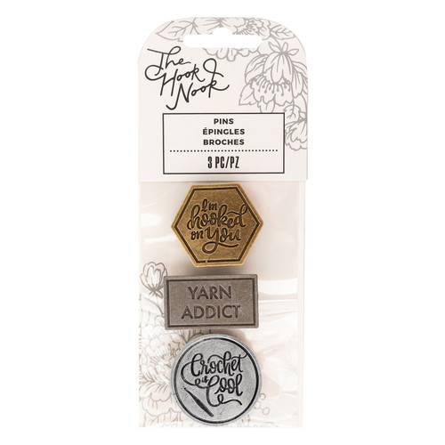 The Hook Nook Metal Pin Set 3/Pkg-Silver, Black, And Gold - HN355866 - 718813558662