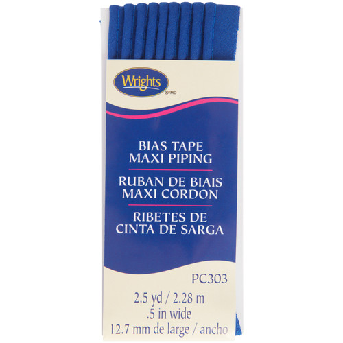3 Pack - Wrights Bias Tape Maxi Piping .5"X2.5yd-Yale Blue - 117-303-078 - 070659161360