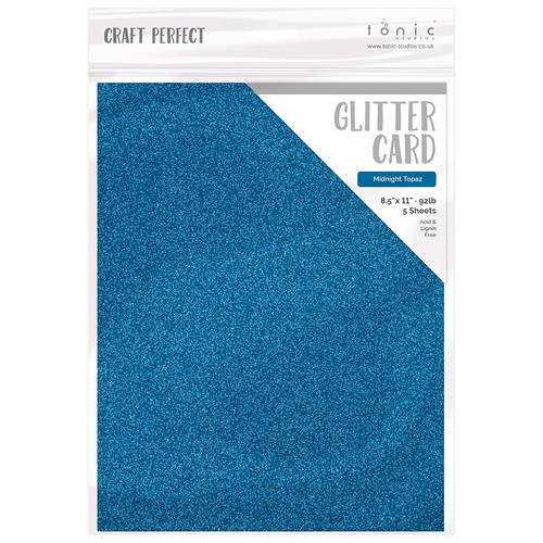 Craft Perfect Glitter Cardstock 8.5"X11"-Midnight Topaz - GLTTRCRD-9967E - 818569029673