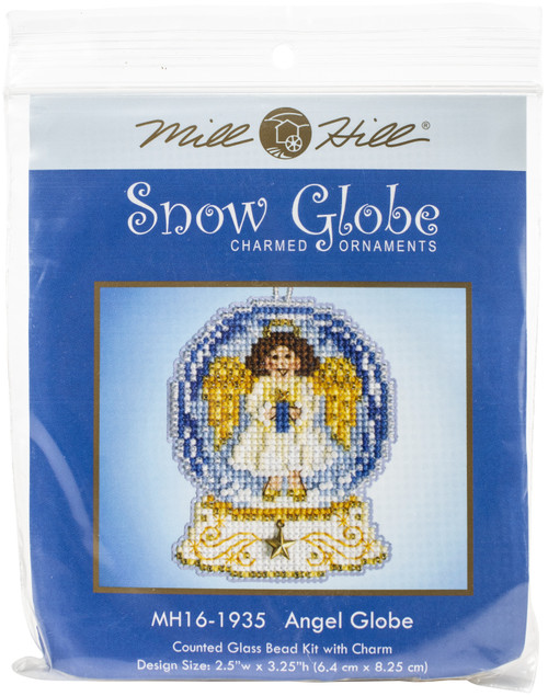 Mill Hill Counted Cross Stitch Ornament Kit 3.25"X2.5"-Angel Snow Globe (14 Count) - MH16-1935 - 098063000693