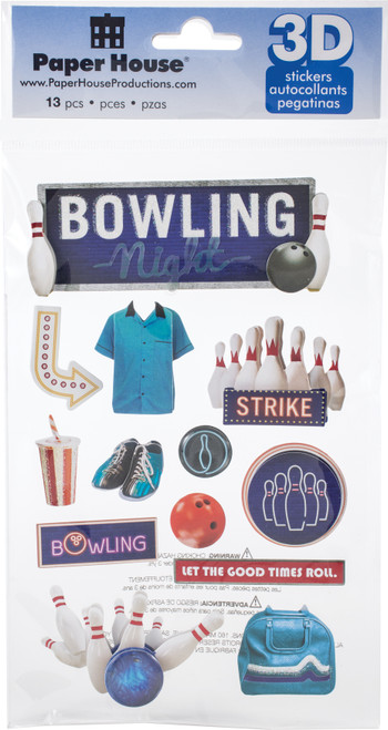 Paper House 3D Stickers-Bowling Night - STDM310E - 767636830974